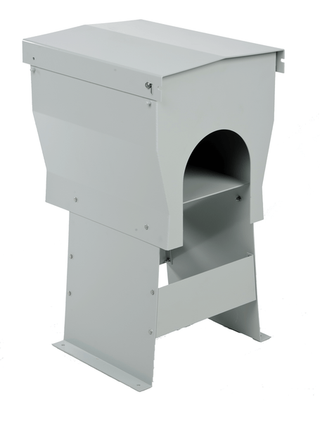 Aluminum Weather Hood with Enclosed Pedestal, perfect for rain, sleet, and snow, in Gray Color compatible with all Plastec corrosion and explosion resistant blowers and fan systems